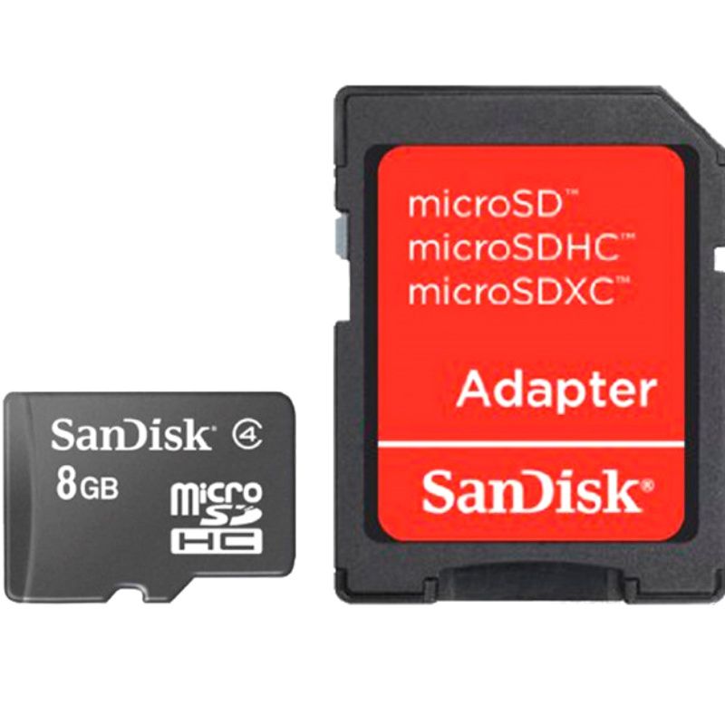 Cartão de Memória SanDisk 8GB ORIGINAL Micro SDHC com Adaptador SD - Preto
