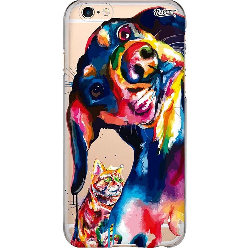 Capa Silicone NetCase Vazada Cat and Dog Painting