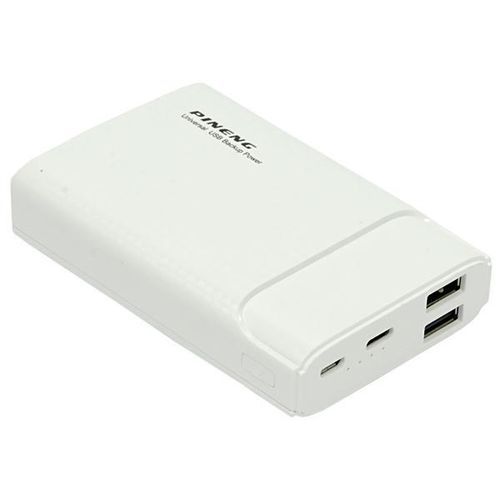 Bateria Extra Portátil Universal Power Bank Pineng Usb Dual - PN-985 - 10000mAh - Branco