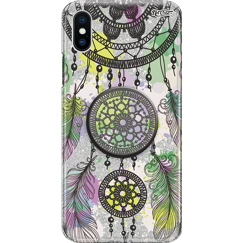 Capa Netcase Glitter + Pop 3in1 Prata - Filtro Verde e Amarelo