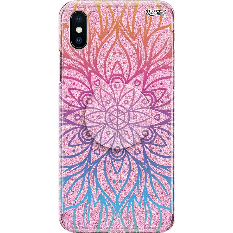 Capa Netcase Glitter + Pop 3in1 Rosa - Flor de Lótus Corações