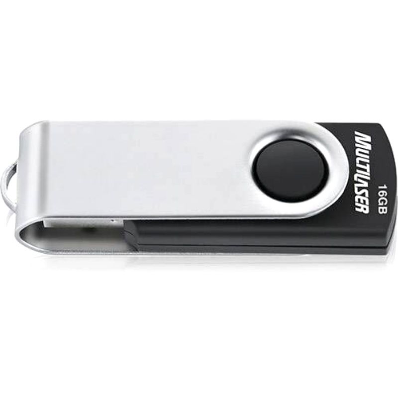 Pen Drive Multilaser 16GB - Preto com Prata
