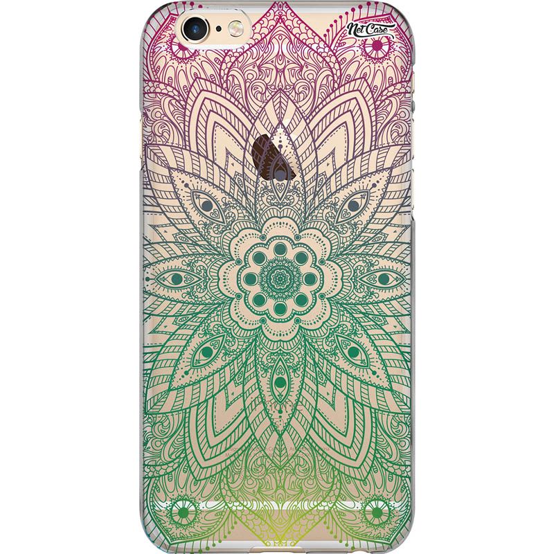 Capa Silicone NetCase Vazada Mandala Flor Verde e Bordô