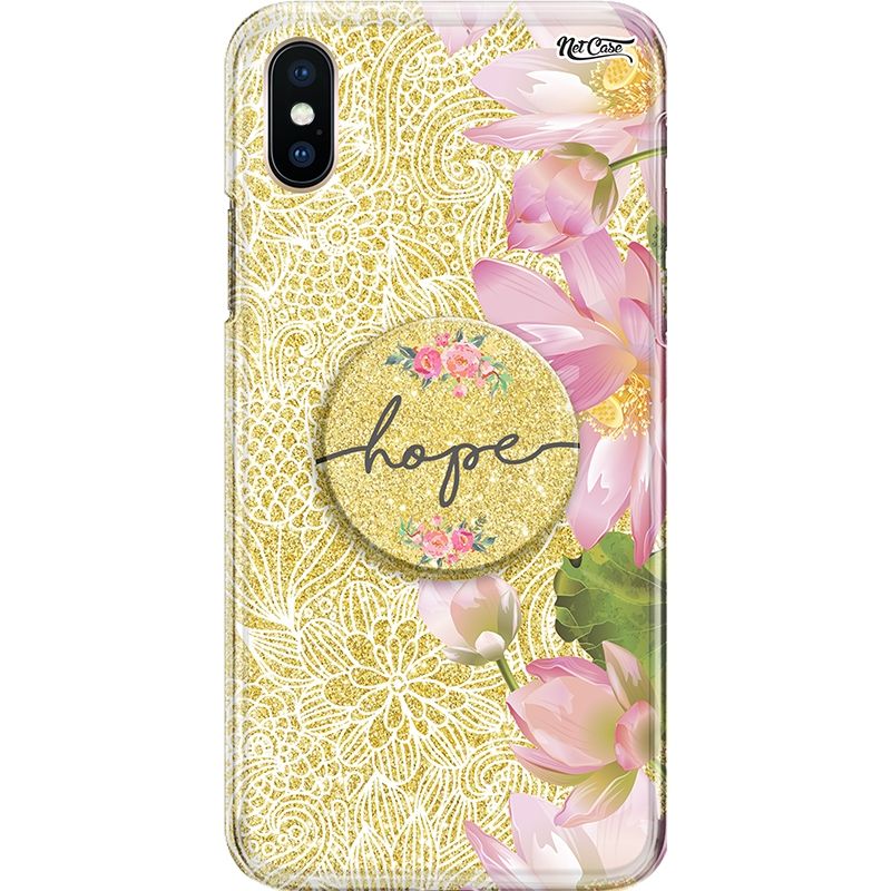 Capa Netcase Glitter + Pop 3in1 Dourado - Mandala Renda: Flowers Bloom