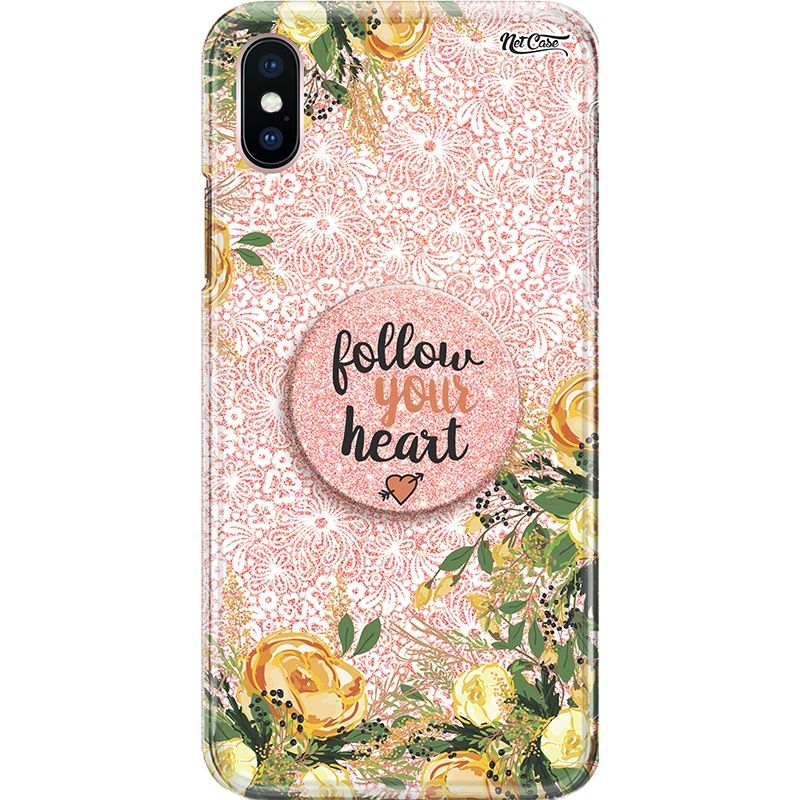 Capa Netcase Glitter + Pop 3in1 Rosê - Floral Amarela