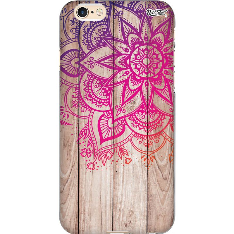 Capa Silicone NetCase Chapada Madeira Flor de Lótus Violeta e Pink