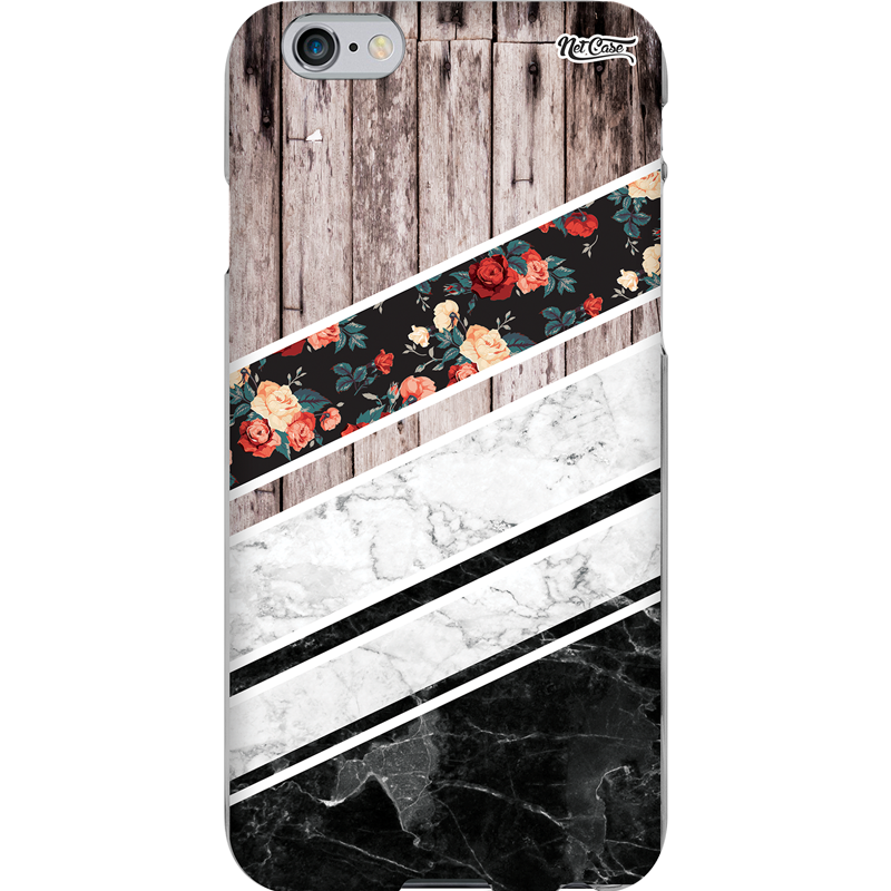 Capa Silicone NetCase Chapada Degradê Madeira Mármore e Flores
