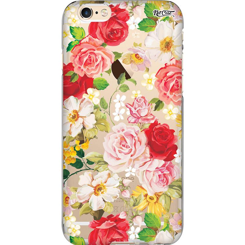 Capa Silicone NetCase Vazada Jardim de Flores Coloridas