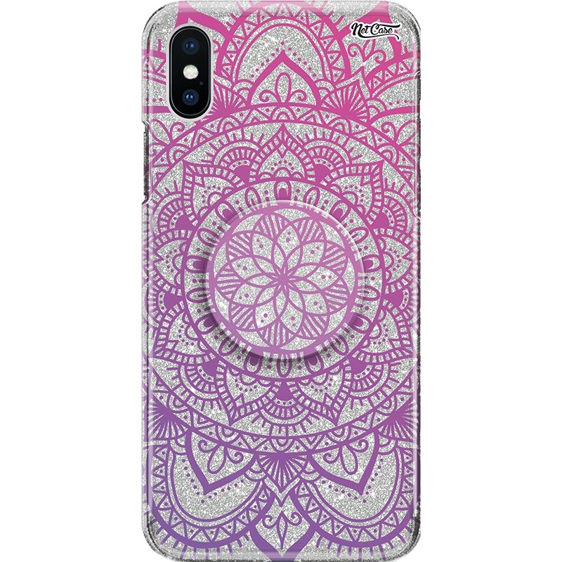 Capa Netcase Glitter + Pop 3in1 Prata - Mandala Pink e Violeta