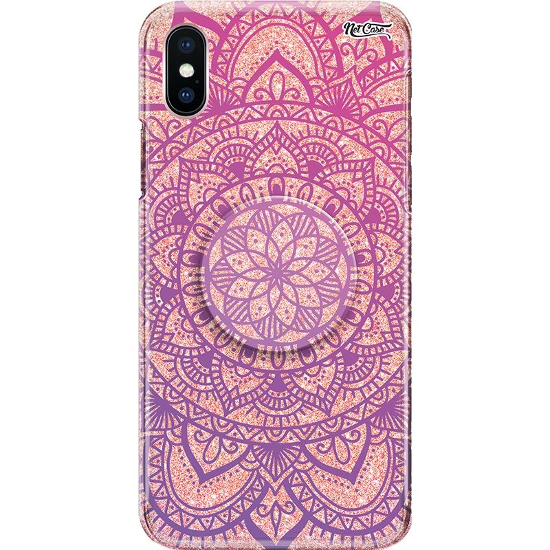 Capa Netcase Glitter + Pop 3in1 Rosê - Mandala Pink e Violeta