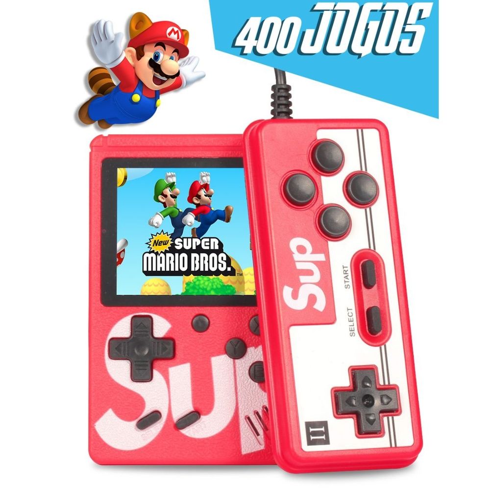 Mini Game Boy Portátil Sup Led 3'' com Controle Vermelho CB Acessórios