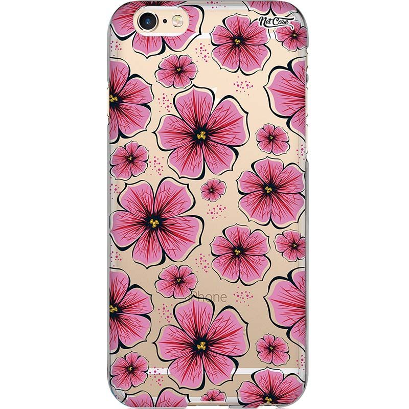 Capa Silicone NetCase Vazada Florzinhas Rosa