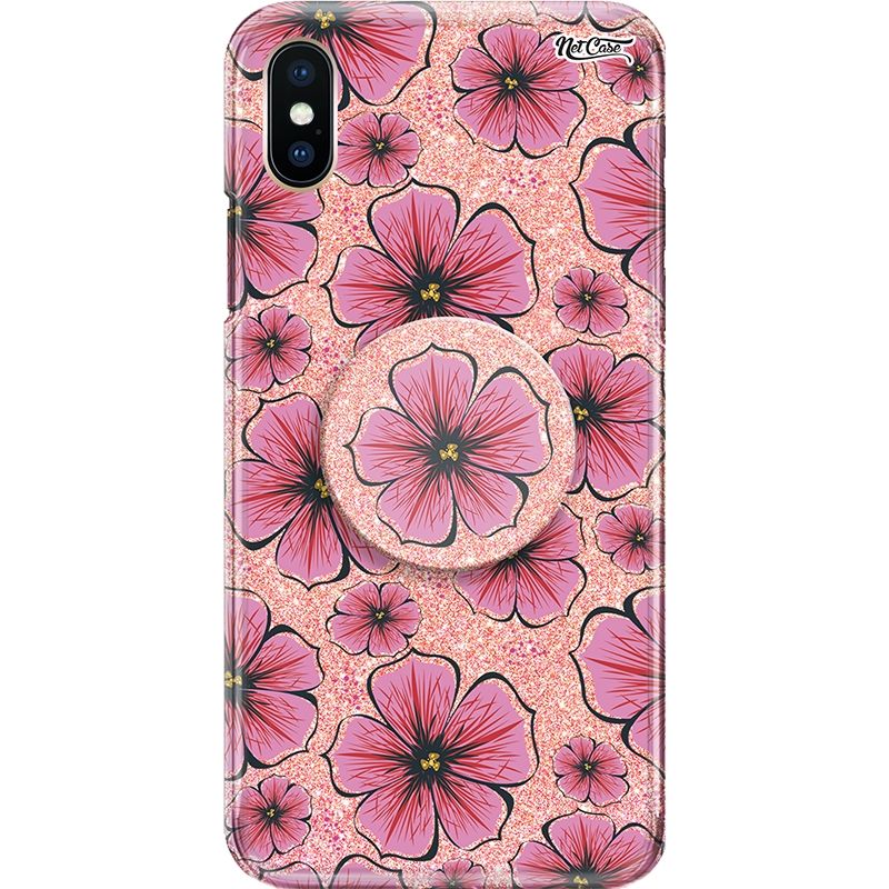 Capa Netcase Glitter + Pop 3in1 Rosê - Florzinhas Rosa