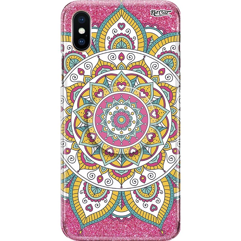 Capa Netcase Glitter + Pop 3in1 Pink - Mandala Corações