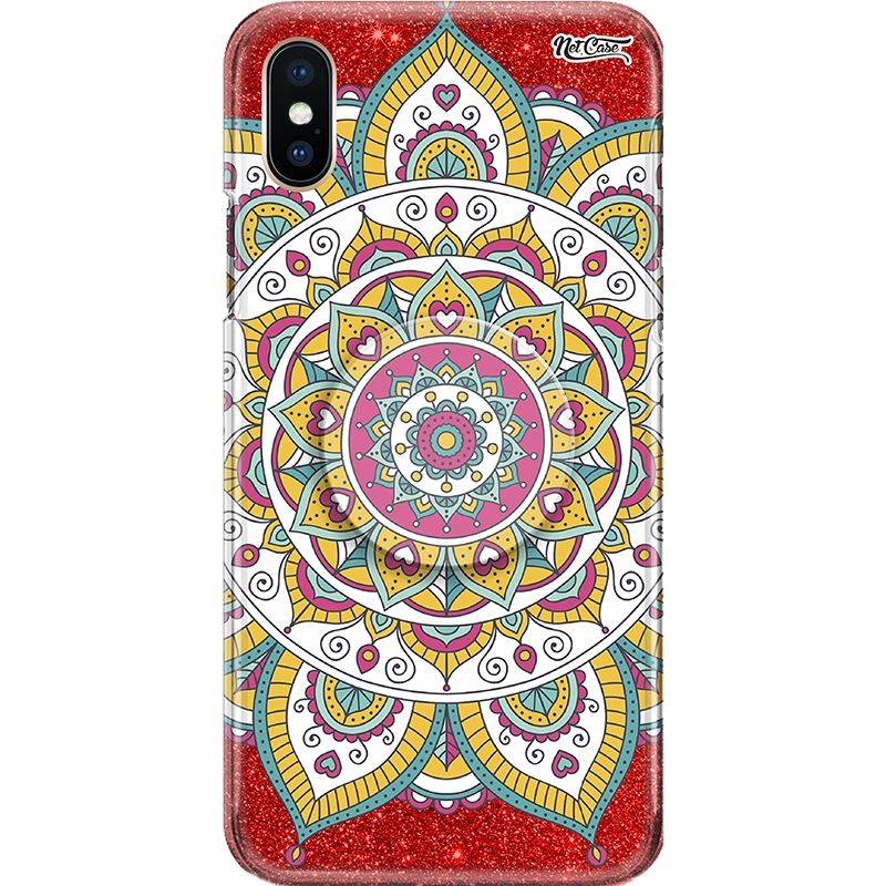 Capa Netcase Glitter + Pop 3in1 Vermelho - Mandala Corações
