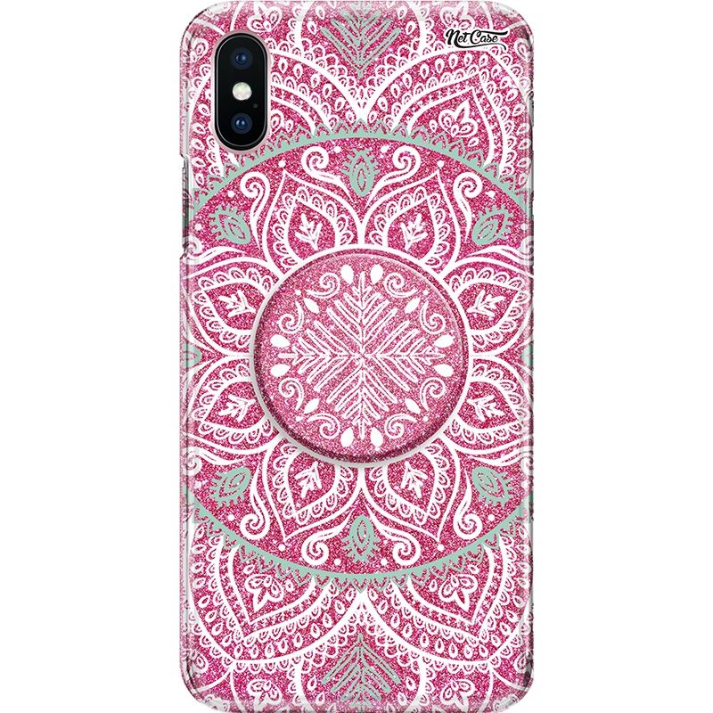 Capa Netcase Glitter + Pop 3in1 Pink - Mandala Rendado Branco