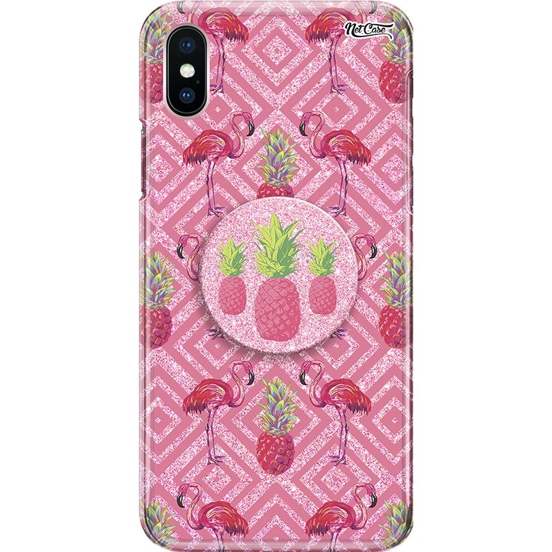 Capa Netcase Glitter + Pop 3in1 Rosa - Flamingos e Abacaxis