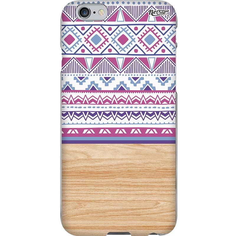 Capa Silicone NetCase Chapada Madeira Degradê Étnica Violeta e Pink