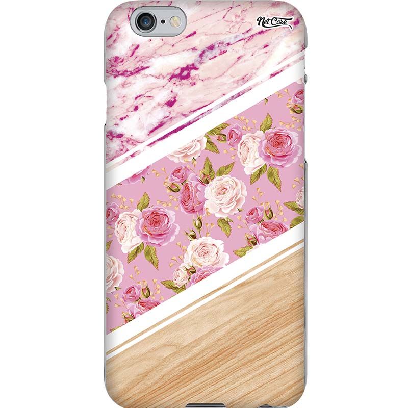 Capa Silicone NetCase Chapada Madeira Degradê Rosas Cor-de-Rosa