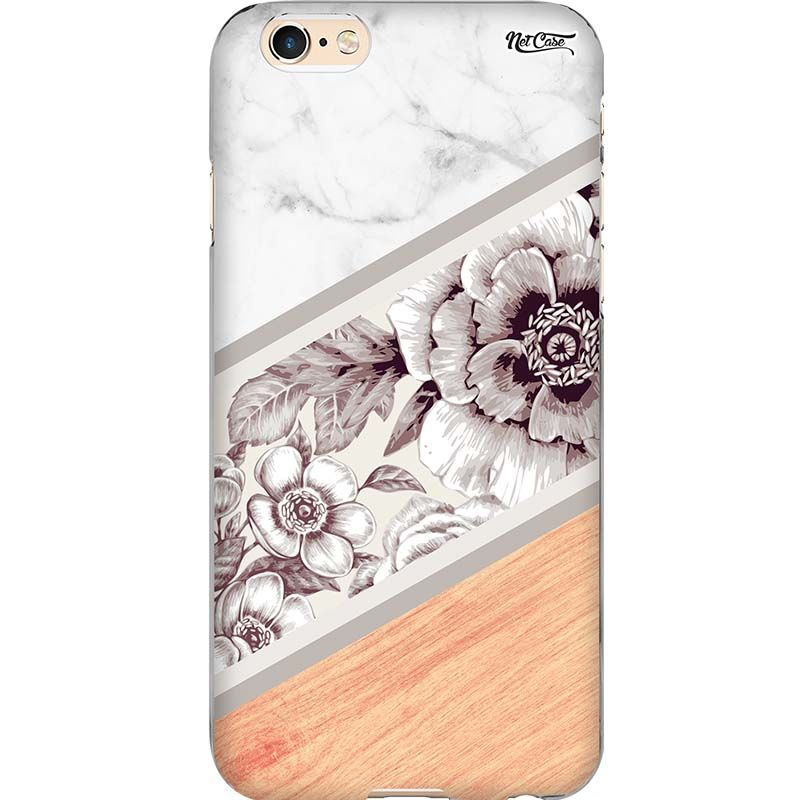 Capa Silicone NetCase Chapada Madeira Degradê Margaridas Brancas
