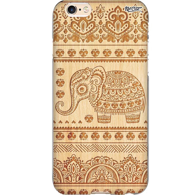 Capa Silicone NetCase Chapada Madeira Gravura Étnica Elefante