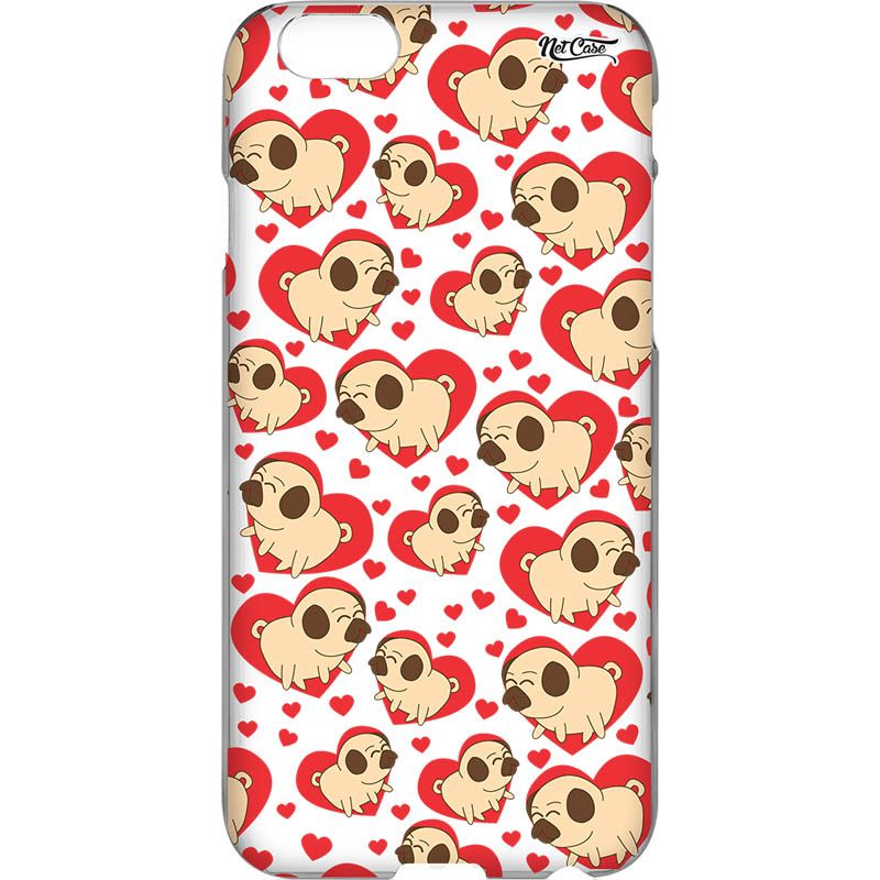 Capa Silicone NetCase Vazada Pugs Coraçõezinhos