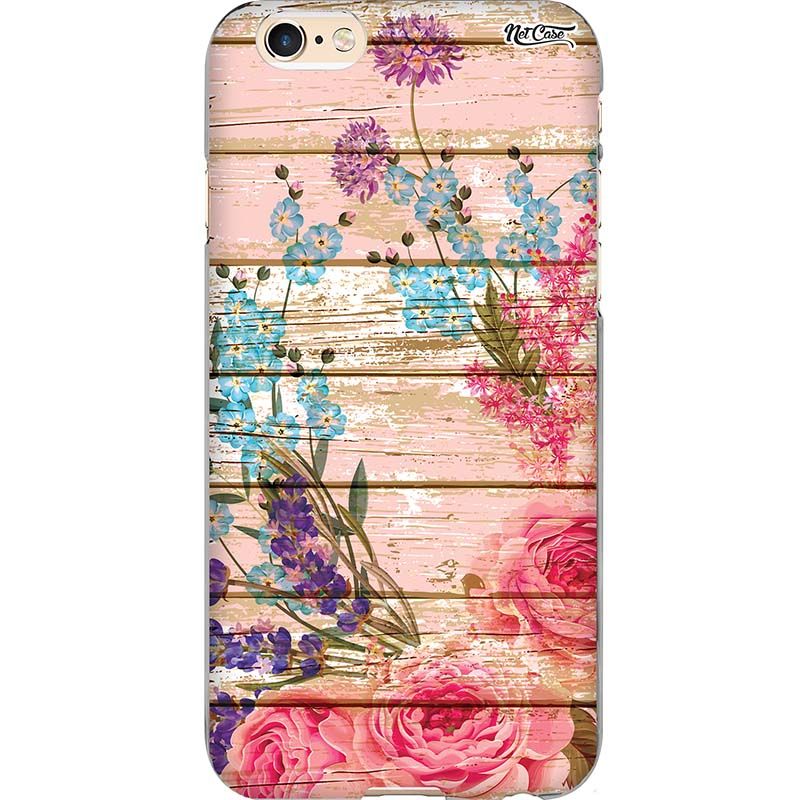 Capa Silicone NetCase Chapada Madeira Flores e Florzinhas