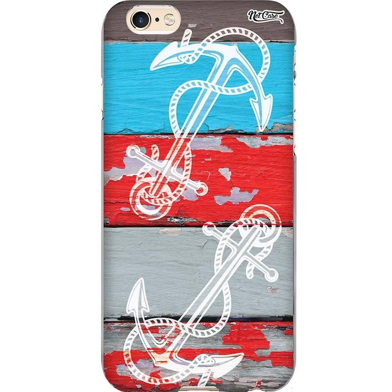 Capa Silicone NetCase Chapada Madeira Âncoras Retrô