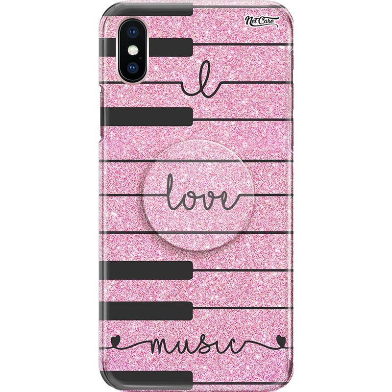 Capa Netcase Glitter + Pop 3in1 Rosa - Teclas Piano: Love Music