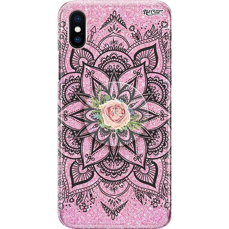 Capa Netcase Glitter + Pop 3in1 Rosa - Black Lotus Flower and Rose