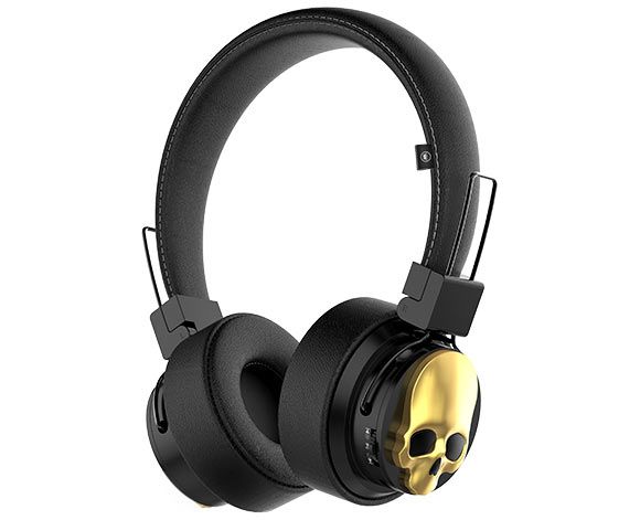 Fone de Ouvido Bluetooth Kimaster Caveira K15 - Dourado
