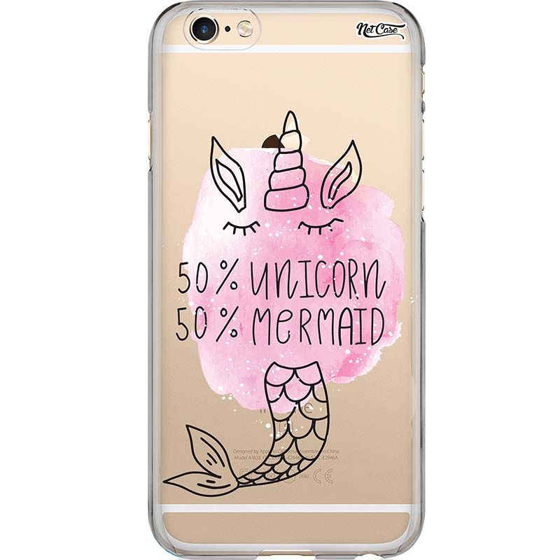 Capa Silicone NetCase Transparente 50% Unicorn 50% Mermaid
