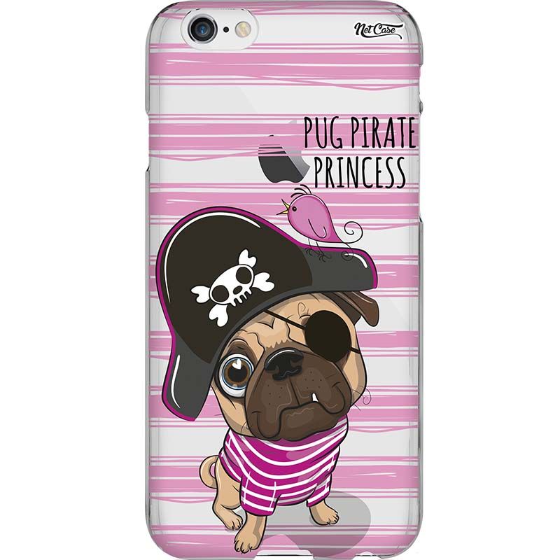 Capa Silicone NetCase Transparente Pug Pirate Princess