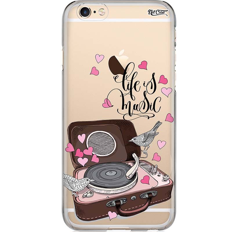 Capa Silicone NetCase Transparente Vitrola Life is Music