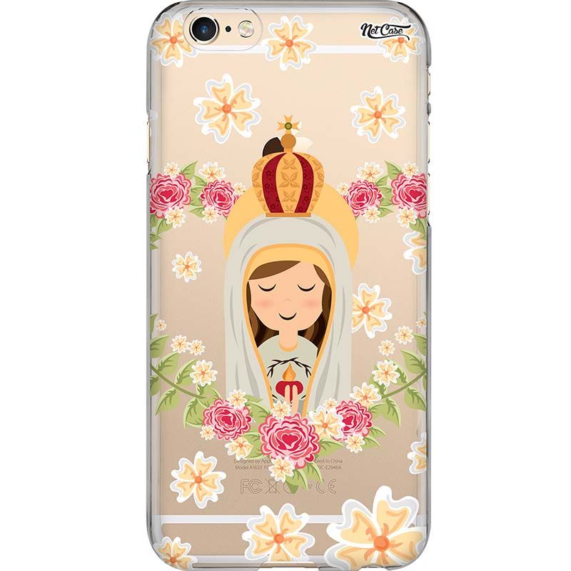 Capa Silicone NetCase Transparente Floral Nossa Senhora de Fátima