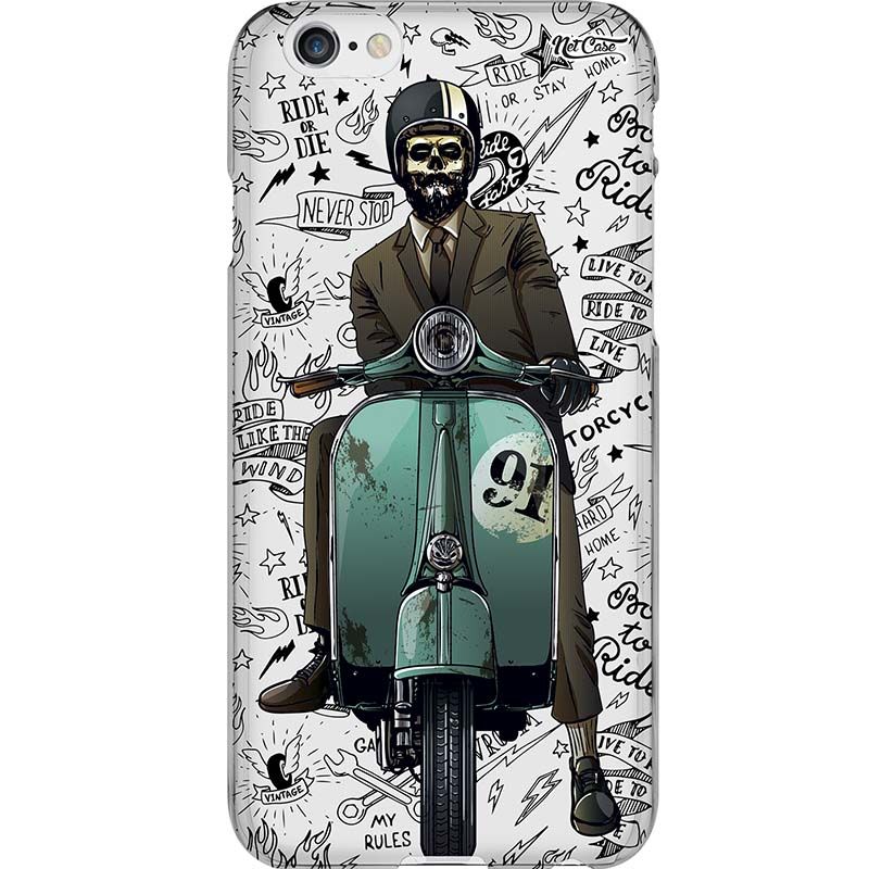 Capa Silicone NetCase Transparente Skull On Motorcycle