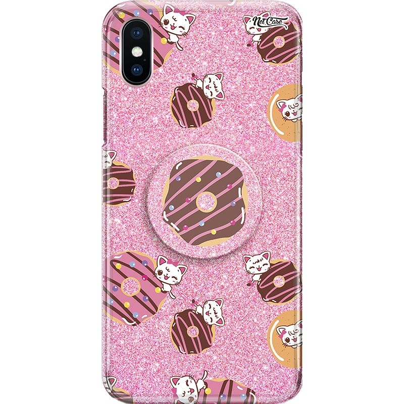 Capa Netcase Glitter + Pop 3in1 Rosa - Donut Cat