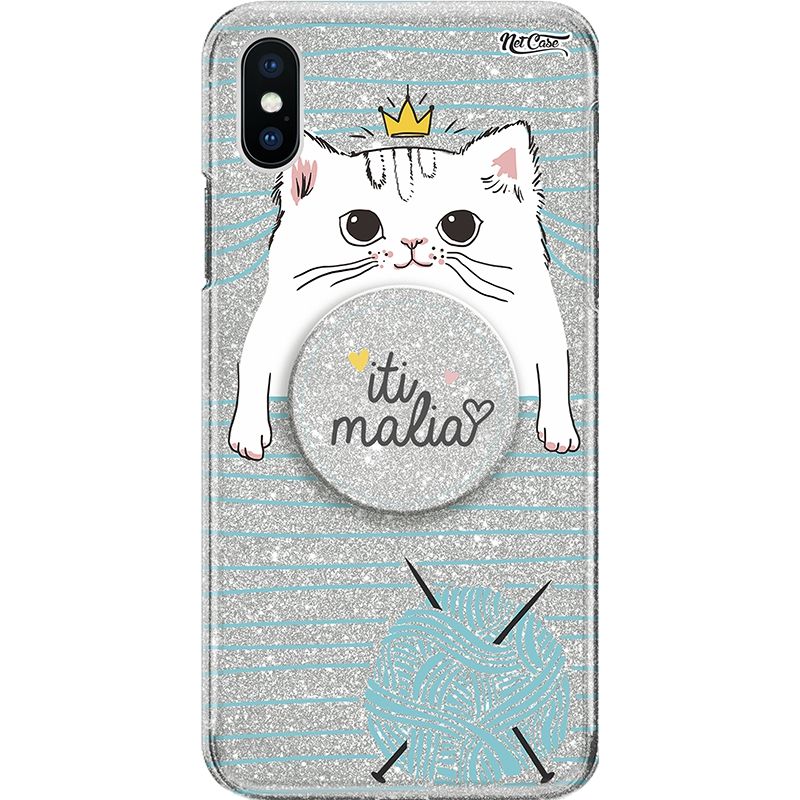 Capa Netcase Glitter + Pop 3in1 Prata - Cat Iti Malia