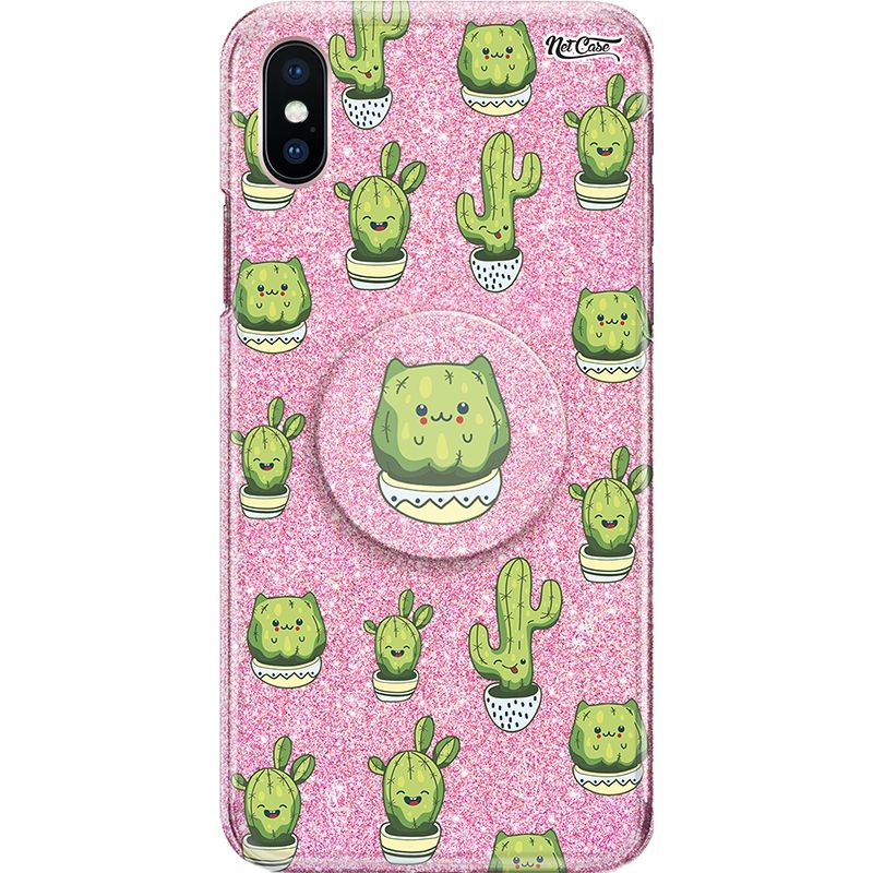 Capa Netcase Glitter + Pop 3in1 Rosa - Cactus Smile