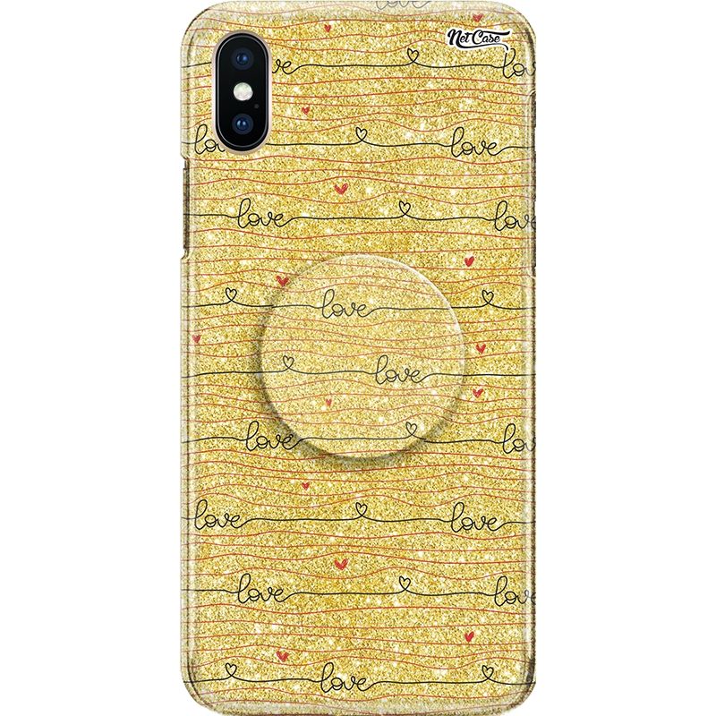 Capa Netcase Glitter + Pop 3in1 Dourado - Love Lines