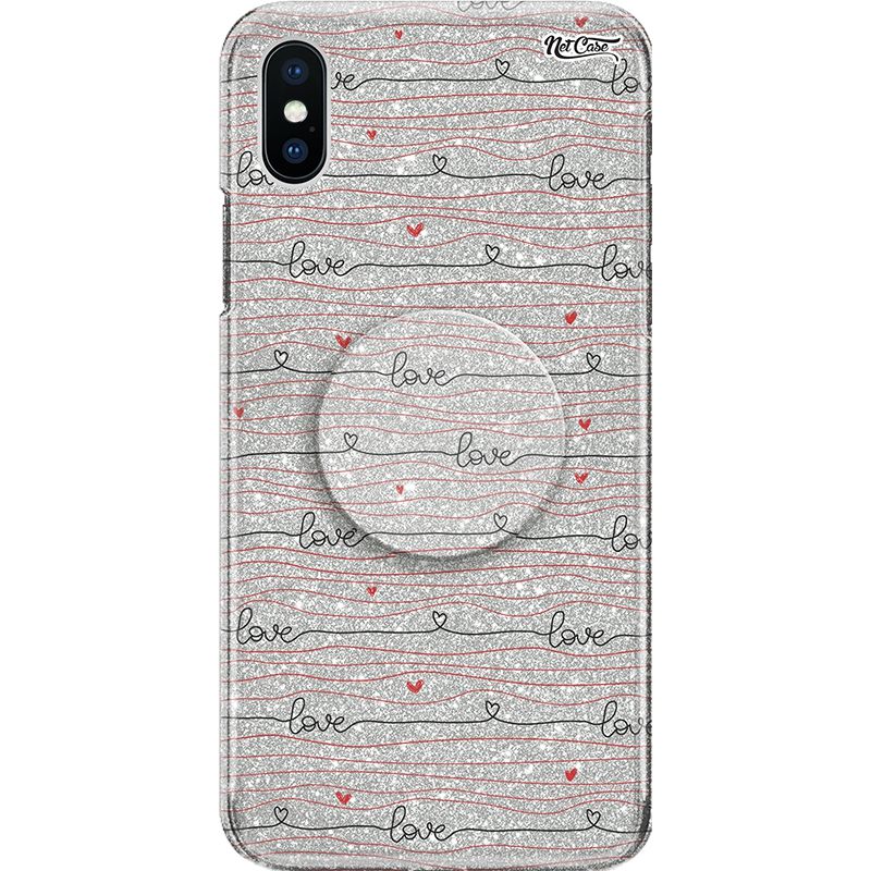 Capa Netcase Glitter + Pop 3in1 Prata - Love Lines