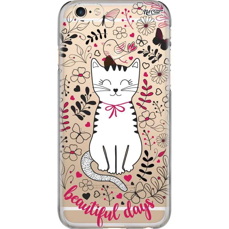 Capa Silicone NetCase Transparente Gato Jardim: Beautiful Days