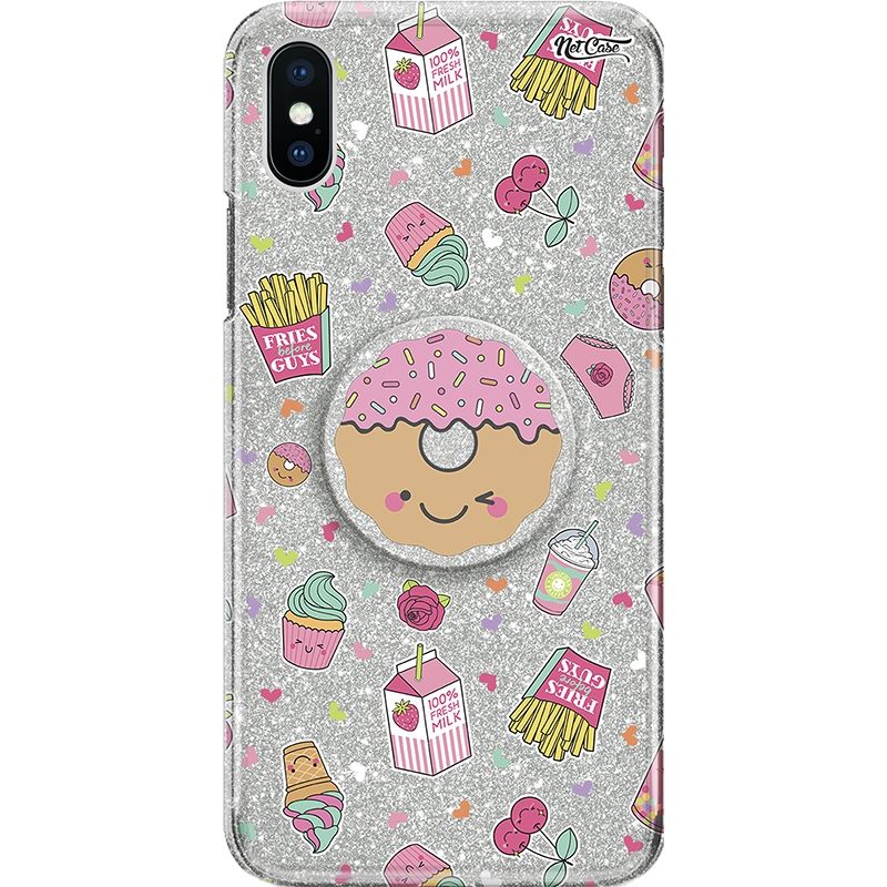 Capa Netcase Glitter + Pop 3in1 Prata - Candy Girls