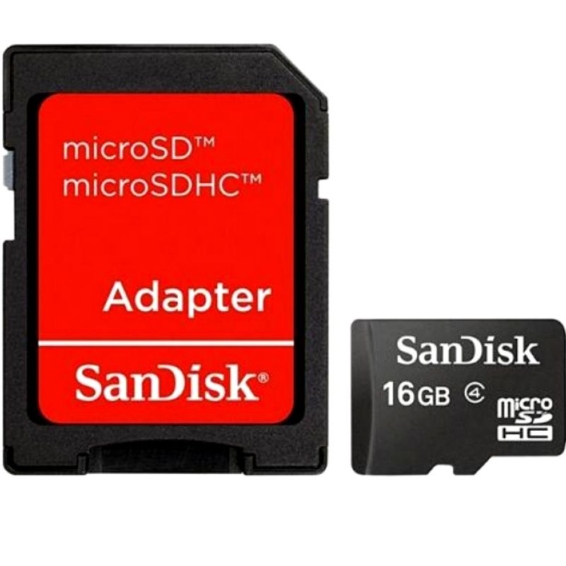 Cartão de Memória SanDisk 16GB Micro SDHC com Adaptador SD - 1° LINHA - Preto