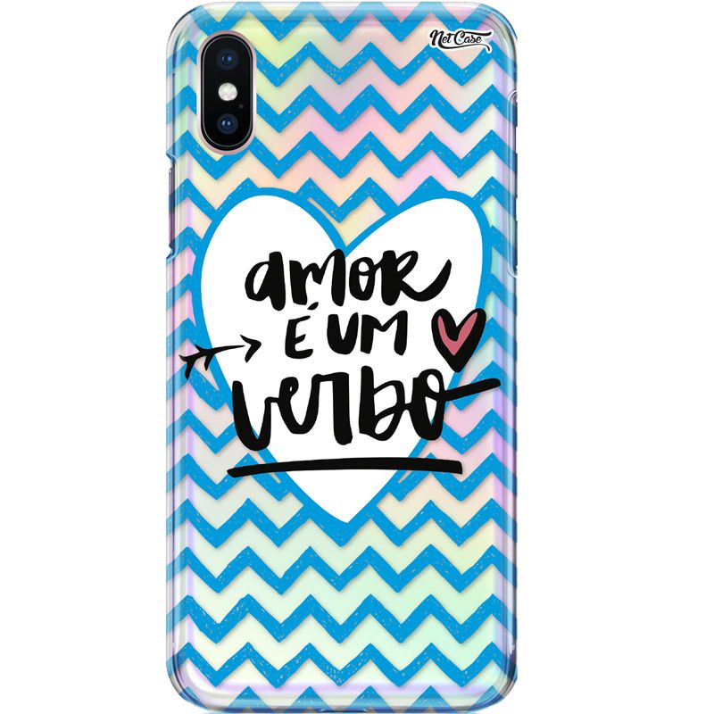 Capa Silicone NetCase Holográfica Amor É Um Verbo