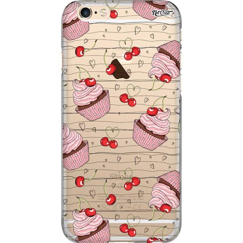 Capa Silicone NetCase Transparente Cupcakes e Cerejas