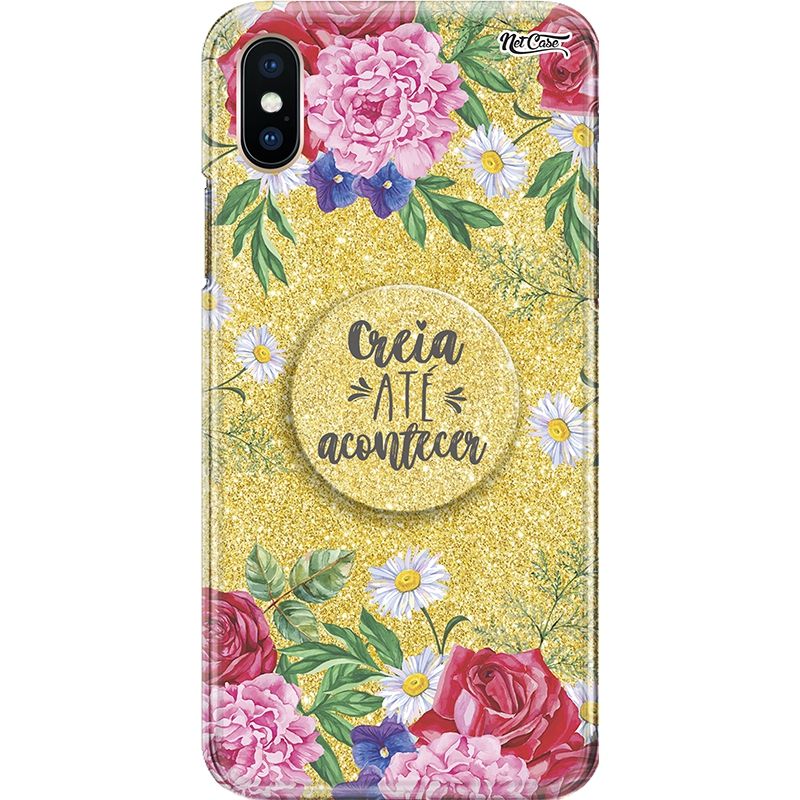 Capa Netcase Glitter + Pop 3in1 Dourado - Flores Creia Até Acontecer