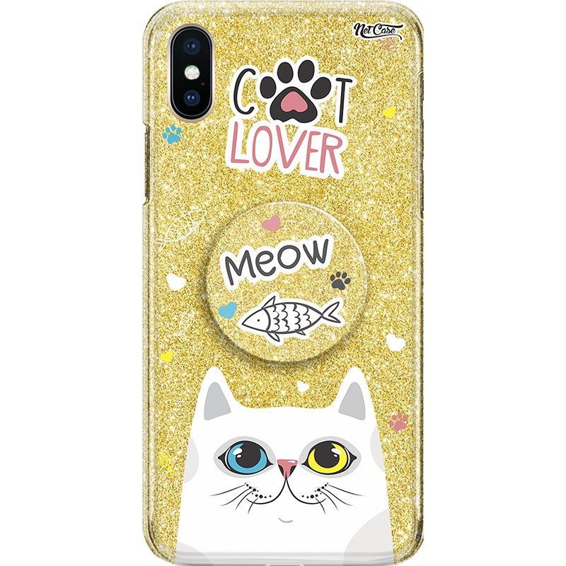 Capa Netcase Glitter + Pop 3in1 Dourado - Cat Lover Meow