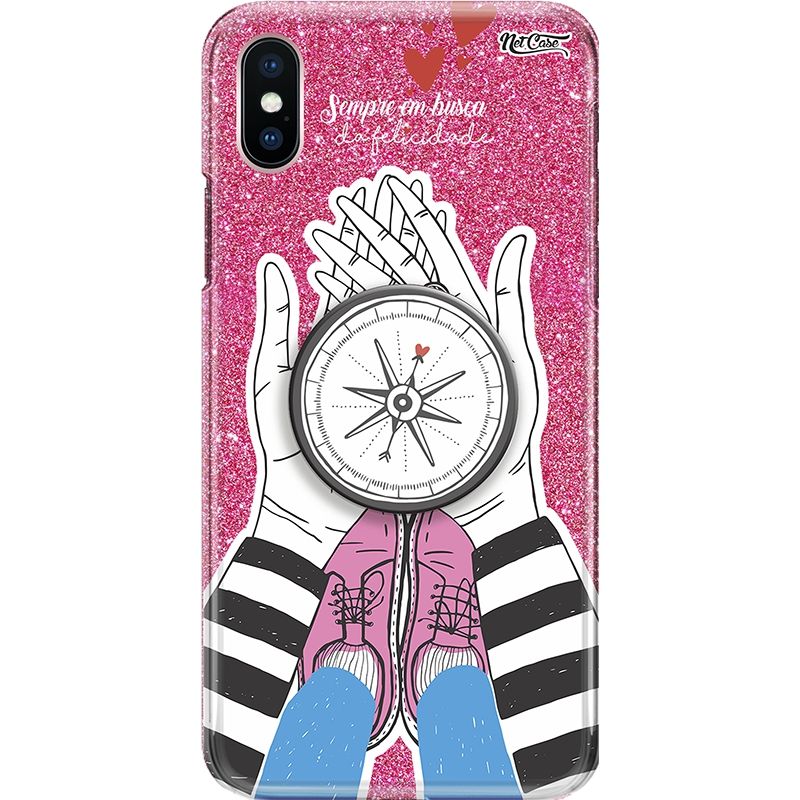 Capa Netcase Glitter + Pop 3in1 Pink - Sempre em Busca da Felicidade