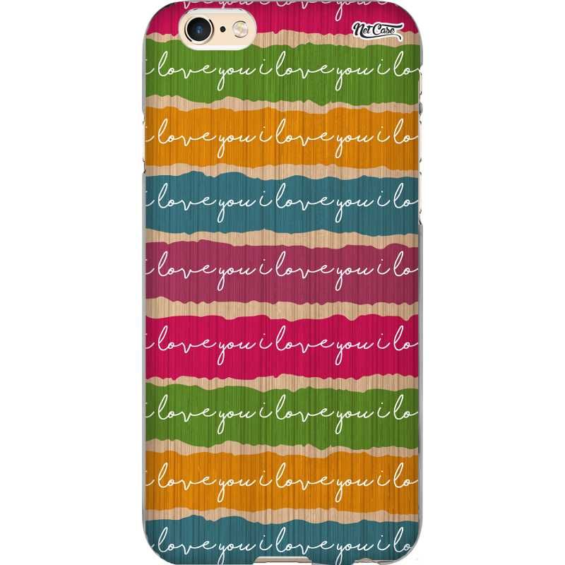 Capa Silicone NetCase Chapada Madeira Faixas Coloridas I Love You